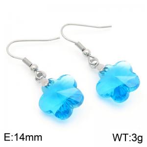 Blue Stone Flower Earrings for Women Stainless Steel Fashion Jewelry - KE113357-Z