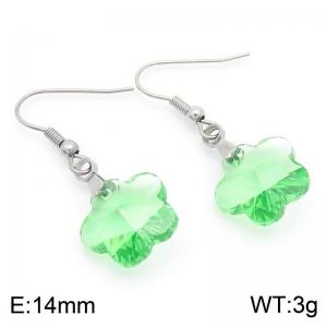 Light Green Stone Flower Earrings for Women Stainless Steel Fashion Jewelry - KE113359-Z