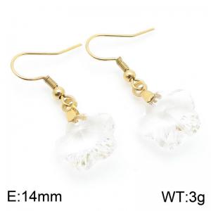 White Stone Flower Earrings for Women Gold Color Stainless Steel Fashion Jewelry - KE113366-Z