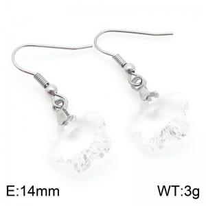 White Stone Flower Earrings for Women Stainless Steel Fashion Jewelry - KE113367-Z