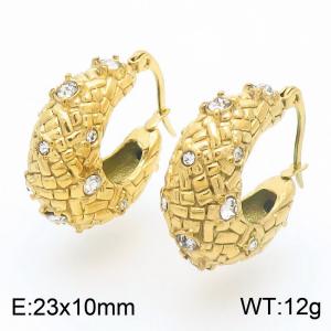 Stainless steel diamond studded earrings - KE113395-KFC