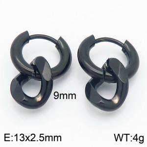 Men's and women's Cuban chain stainless steel earrings - KE113560-ZZ