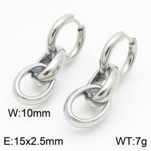 Male and female O-chain stainless steel earrings - KE113585-ZZ