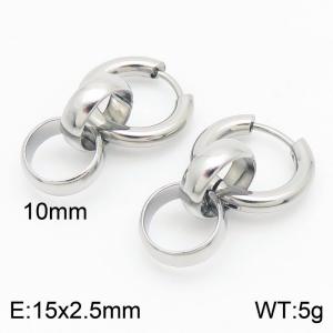 Male and female O-chain stainless steel earrings - KE113587-ZZ