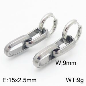 Male and female O-chain stainless steel earrings - KE113589-ZZ