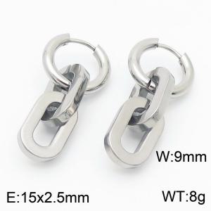 Male and female O-chain stainless steel earrings - KE113590-ZZ