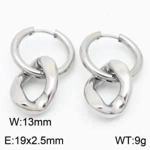 Men's and women's Cuban chain stainless steel earrings - KE113592-ZZ