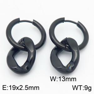 Men's and women's Cuban chain stainless steel earrings - KE113593-ZZ
