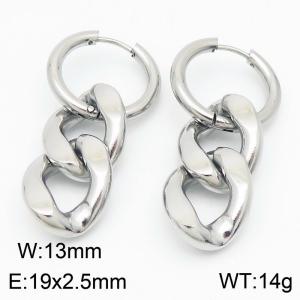 Men's and women's Cuban chain stainless steel earrings - KE113595-ZZ