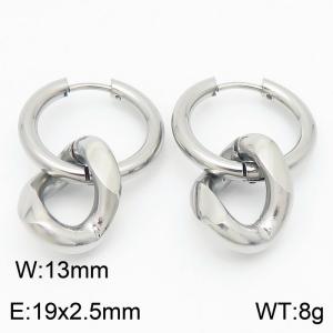 Men's and women's Cuban chain stainless steel earrings - KE113597-ZZ
