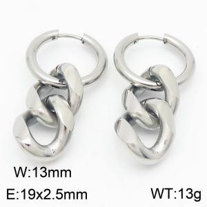 Men's and women's Cuban chain stainless steel earrings - KE113601-ZZ