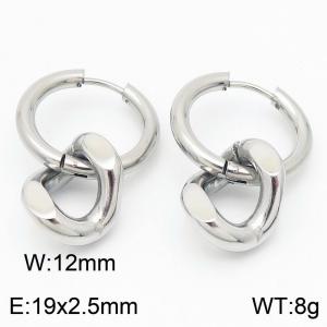 Men's and women's Cuban chain stainless steel earrings - KE113603-ZZ