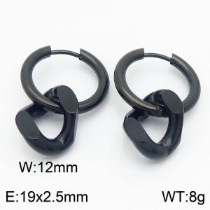 Men's and women's Cuban chain stainless steel earrings - KE113605-ZZ