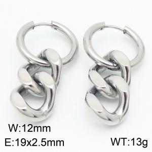 Men's and women's Cuban chain stainless steel earrings - KE113607-ZZ