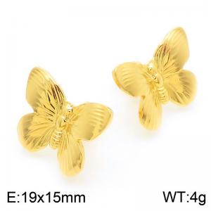 Stainless steel golden butterfly earrings - KE113934-KFC