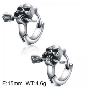 Stainless steel rose titanium steel skull earrings - KE113961-WGLN