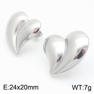 Women Stainless Steel Love Heart Earrings - KE114107-KFC