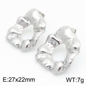 Women Stainless Steel Hollow Lotus Leaves Earrings - KE114113-KFC