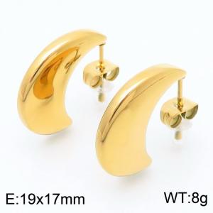 Women Gold-Plated Stainless Steel Crescents Earrings - KE114115-KFC