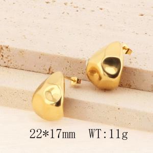 Unique Design Irregular Hammered Tinfoil Shape CC Earring 18K Gold Plated Stainless Steel Earring Women Jewelry - KE114287-YX