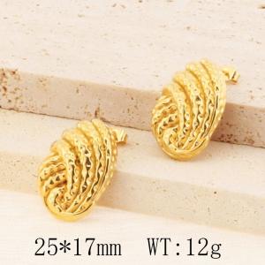 Vintage Stainless Steel Geometric Gold 18K Plated Stud Earrings Charm Retro Daily Jewelry Earrings - KE114291-YX