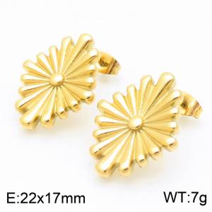 Women Gold-Plated Stainless Steel Mum Flower Earrings - KE114382-KFC