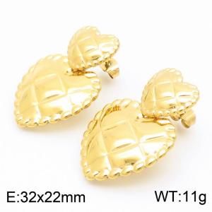 Women Gold-Plated Stainless Steel Love Heart Shield Earrings - KE114388-KFC