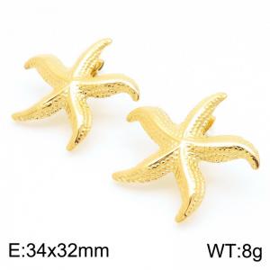 Women Gold-Plated Stainless Steel Starfish Earrings - KE114390-KFC