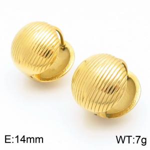 European and American fashion personalized stainless steel double-sided fine grain circular temperament versatile gold earrings - KE114486-KFC