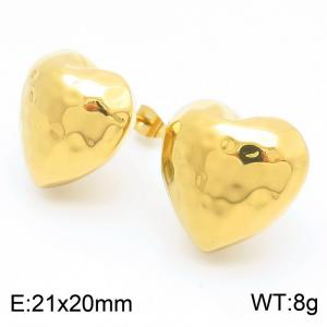European and American fashion stainless steel creative heart-shaped temperament versatile gold earrings - KE114488-KFC