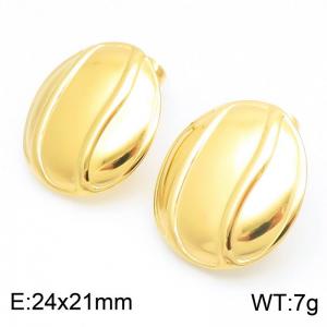 European and American fashion personality stainless steel exaggerated elliptical geometric temperament versatile gold earrings - KE114491-KFC