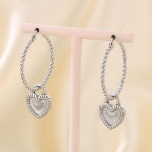 Fashionable and minimalist stainless steel heart-shaped circular threaded earrings for women - KE116110-Z