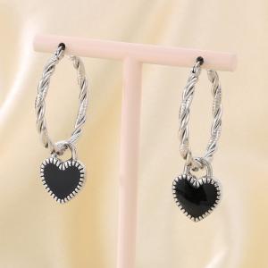 Fashionable and minimalist stainless steel heart-shaped round earrings for women - KE116124-Z