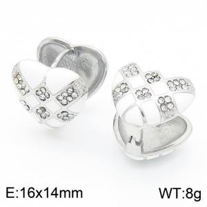 Fashionable design stainless steel heart-shaped square crystal ear clip - KE116431-KFC