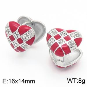 Fashionable design stainless steel heart-shaped square crystal ear clip - KE116433-KFC