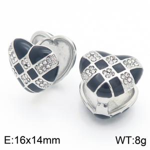 Fashionable design stainless steel heart-shaped square crystal ear clip - KE116435-KFC