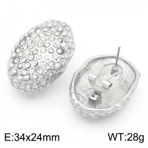 Shiny Cubic Zirconia Silver Color Stainless Steel Earing For Women - KE116437-KFC