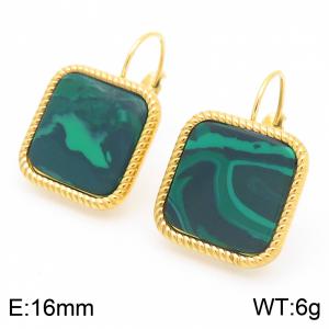 Advanced and fashionable geometric square turquoise ear buckle for women - KE116945-GC