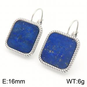 Advanced and fashionable geometric square turquoise ear buckle for women - KE116948-GC