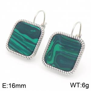 Advanced and fashionable geometric square turquoise ear buckle for women - KE116949-GC