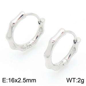 Women Stainless Steel Bamboo Clip-on Earrings - KE117420-GC