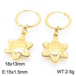 Fashionable stainless steel creative circle ear buckle hanging small turtle pendant temperament gold earrings - KE117540-GC