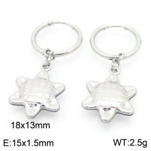 Fashionable stainless steel creative circle ear buckle hanging small turtle pendant temperament silver earrings - KE117541-GC