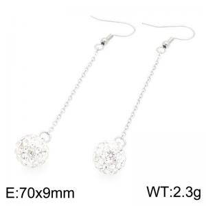 Simple and stylish stainless steel ear hook paired with diamond ball pendant - KE119025-Z