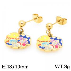 Dainty Charms Colorful Mushroom Stainless Steel Earrings for Women Fashion Party Jewelry Earrings - KE119412-Z