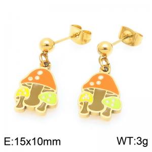 Bohemia Dainty Charm Mushroom Stainless Steel Earrings for Women Fashion Party Jewelry Earrings - KE119413-Z