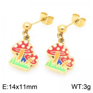 Bohemia Dainty Charm Mushroom Stainless Steel Earrings for Women Fashion Party Jewelry Earrings - KE119414-Z