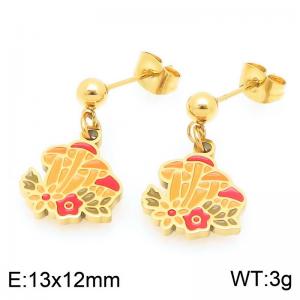 Charm Flower Mushroom Pendant Stainless Steel Earrings for Women Fashion Party Jewelry Earrings - KE119415-Z