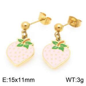 Boho Strawberry Earrings for Women Gold Color Stainless Steel Jewelry - KE119438-Z