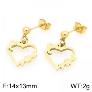 Creative Love Dangle Earrings For Women Gold Color Stainless Steel Jewelry - KE119450-Z